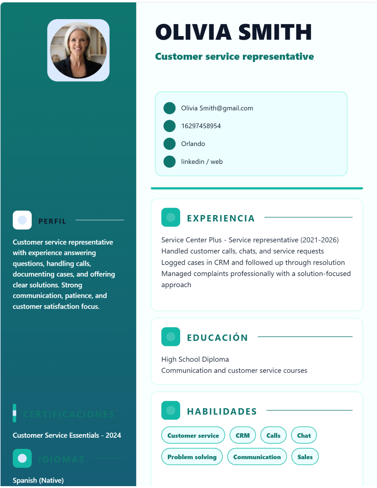 Modern resume example